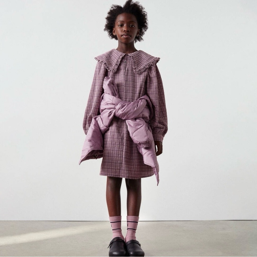 The New Society Girls Anabella Check Dress 16 Sheersucker Peter Pan Collar Pink - Picture 4 of 13